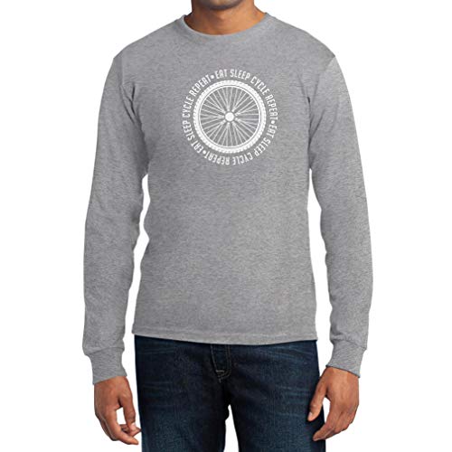 Geschenk für Radfahrer - Eat Sleep Cycle Repeat Langarm T-Shirt X-Large Grau von Shirtgeil