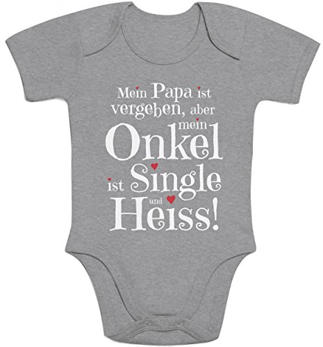 Shirtgeil Baby Body Geschenke von und für den heissen Onkel Kurzarm Strampler Mädchen Jungen 6-12 Monate Grau von Shirtgeil