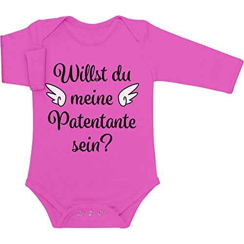 Shirtgeil Baby Body Langarm Geschenkidee Tante - Willst du Meine Patentante Sein 0-3 Monate Weiß von Shirtgeil