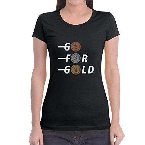 Go for Gold - Bronze, Silber, Gold Fanshirt Für Olympische Spiele Frauen T-Shirt Slim Fit XX-Large Schwarz von Shirtgeil