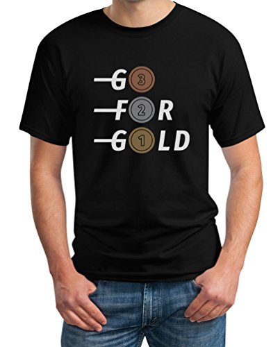 Go for Gold - Bronze, Silber, Gold Fanshirt Für Olympische Spiele T-Shirt 3XL Schwarz von Shirtgeil