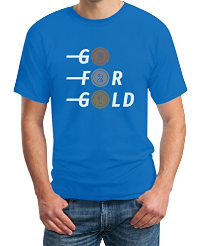 Go for Gold - Bronze, Silber, Gold Fanshirt Für Olympische Spiele T-Shirt XL Hellblau von Shirtgeil