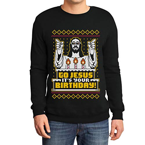 Hässlicher Weihnachtspullover Herren - Go Jesus It's Your Birthday Sweatshirt Medium Schwarz von Shirtgeil