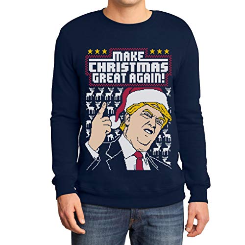 Hässlicher Weihnachtspullover Trump Make Christmas Great Again Herren Sweatshirt XX-Large Marineblau von Shirtgeil