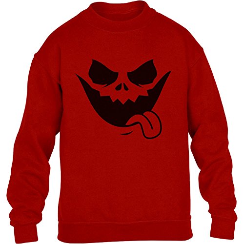 Halloween Jack O' Lantern Kürbis Gesicht Kinder Pullover Sweatshirt M 128 Rot von Shirtgeil