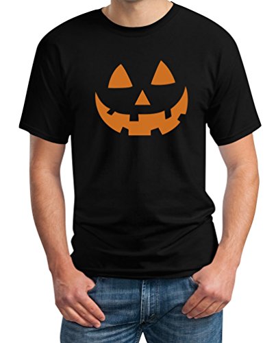 Halloween Shirt Jack O' Lantern Kürbis Gesicht T-Shirt 3XL Schwarz von Shirtgeil