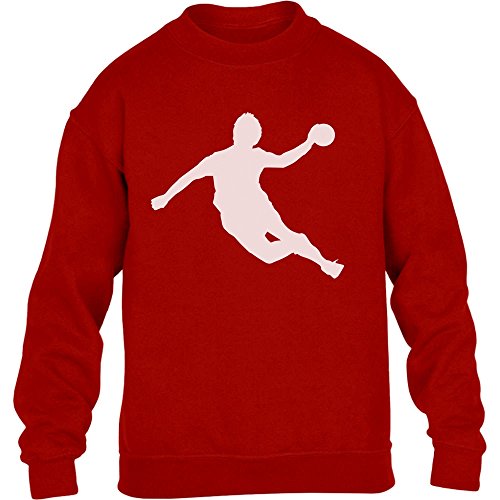 Handball Spieler in Action Silhuetten Fan Geschenk Kinder Pullover Sweatshirt XL 152/164 Rot von Shirtgeil