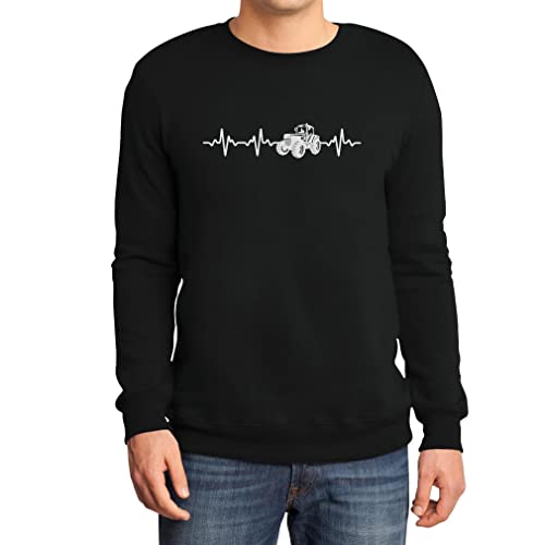 Heartbeat Tracktor Herzschlag Bauer Geschenke Sweatshirt Large Schwarz von Shirtgeil