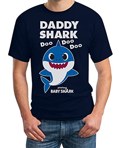 Herren T-Shirt Daddy Shark DOO DOO DOO - Baby Shark Geschenk Papa Medium Marineblau von Shirtgeil