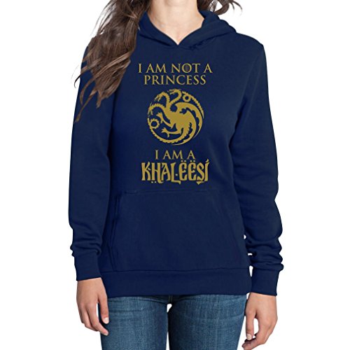 I'm not a Princess - I'm a Khaleesi GOT Damen Kapuzenpullover Hoodie Medium Blau von Shirtgeil