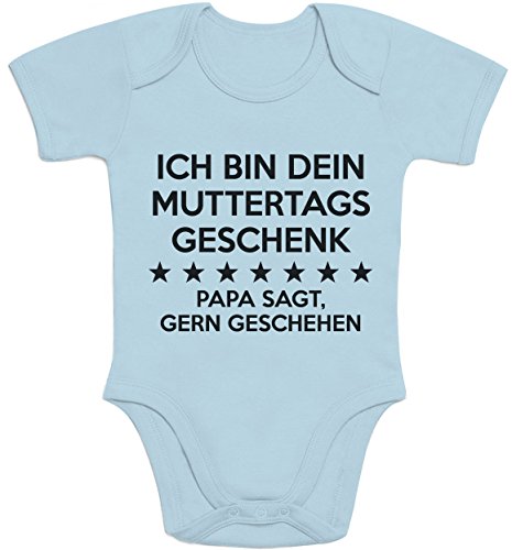 Shirtgeil Baby Body Geschenk Mama - Ich Bin Dein Muttertagsgeschenk Papa SAGT Gern Geschehen 0-3 Monate Hellblau von Shirtgeil