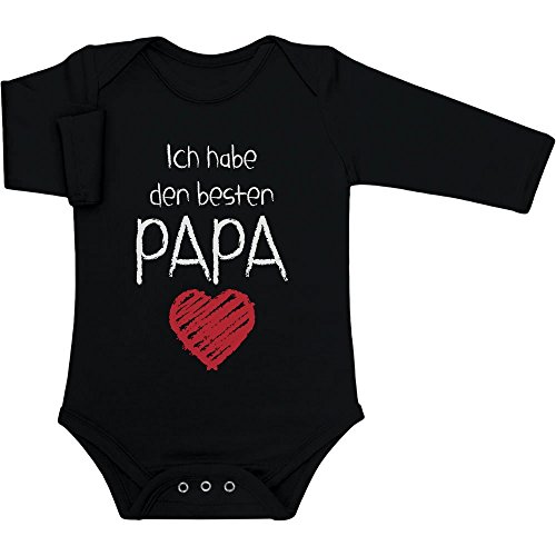 Shirtgeil Baby Body Mädchen Junge Ich habe den besten PAPA Geschenk für Vater Strampler Langarm 12-18 Monate Schwarz von Shirtgeil