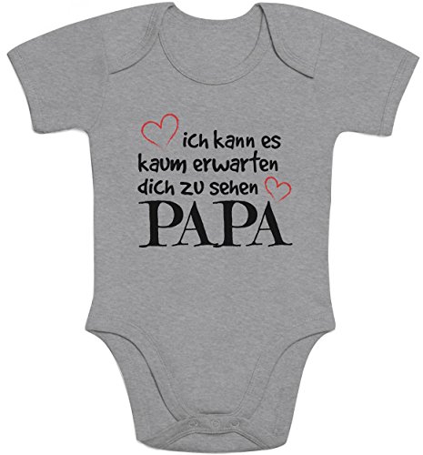 Shirtgeil Ich Kann Es Kaum Erwarten Dich Zu Sehen Papa Baby Body Kurzarm-Body, Grau, 40/56 (0-3M) von Shirtgeil