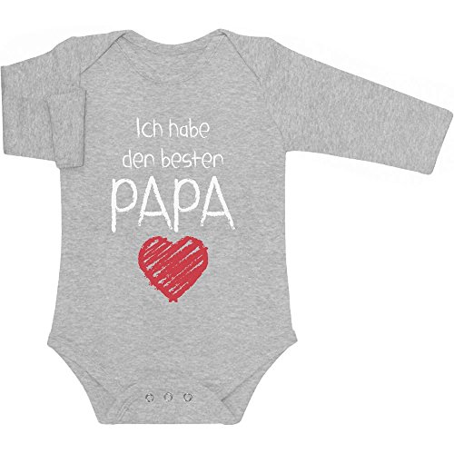 Shirtgeil Baby Body Mädchen Junge Ich habe den besten PAPA Geschenk für Vater Strampler Langarm 0-3 Monate Grau von Shirtgeil