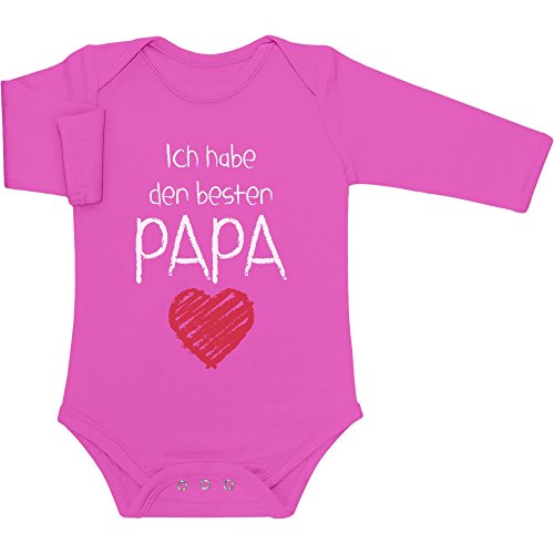 Shirtgeil Baby Body Mädchen Junge Ich habe den besten PAPA Geschenk für Vater Strampler Langarm 0-3 Monate wow rosa von Shirtgeil