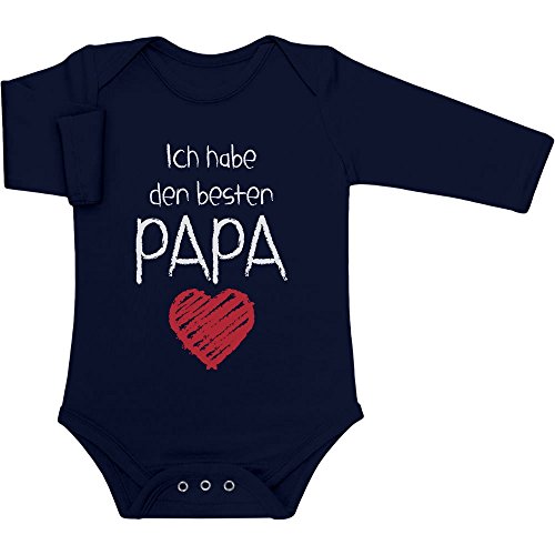 Shirtgeil Baby Body Mädchen Junge Ich habe den besten PAPA Geschenk für Vater Strampler Langarm 3-6 Monate Marineblau von Shirtgeil