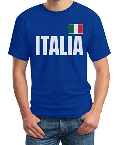 T-Shirt Herren Italien Fußball EM Fan Shirt Italia Männer Tshirt Trikot L Blau von Shirtgeil