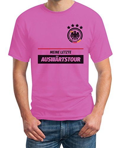 T-Shirt Herren - JGA Junggesellenabschied Männer T-Shirt mit Spruch Meine Letzte Auswärtstour - Kombi Tshirt - JGA Männer Gruppen Outfit Oberteil L Rosa von Shirtgeil