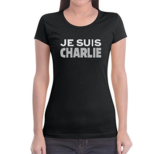 Je Suis Charlie Damen Schwarz Large T-Shirt Slim Fit von Shirtgeil