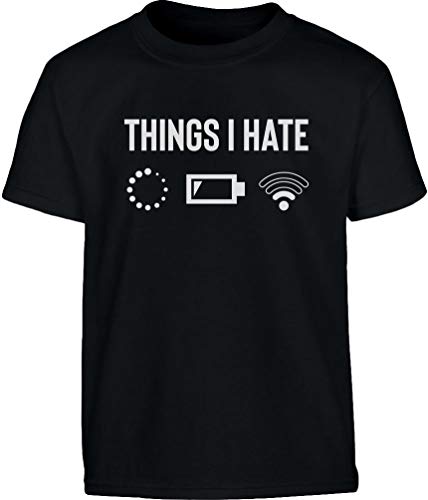 Jungen T-Shirt Empfang Akku WLAN Gamer Geschenke - Things I Hate Kinder und Teenager T-Shirt 152 Schwarz von Shirtgeil