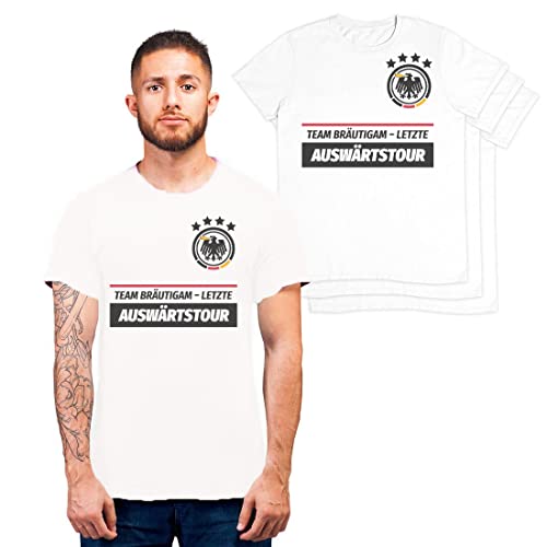 Junggesellenabschied Tshirt Herren Gruppen T-Shirts JGA - Letzte Auswärtstour - Team Bräutigam Weiß XL von Shirtgeil