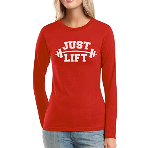 Just Lift Damen Langarm-Rot Small T-Shirt - Bodybuilding/Kraftsport Kleidung von Shirtgeil