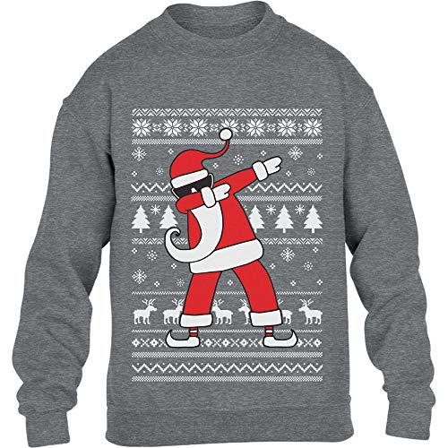 Pullover Jungen Kids Weihnachten Geschenk Dab vom Weihnachtsmann Kinder Sweatshirt Mädchen XS 104 Grau von Shirtgeil