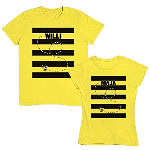 Karneval & Fasching Bienen Kostüme Herren T-Shirt Willi & Damen T-Shirt Maja Mann Gelb Medium/Frau Gelb Medium von Shirtgeil