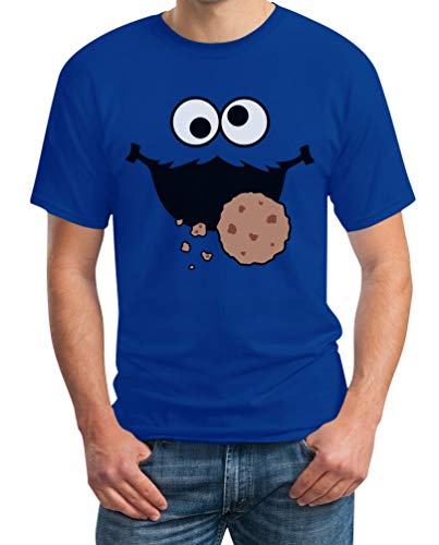 T-Shirt Herren Karneval & Fasching Keks-Monster Krümel Kostüm Männer Tshirt M Blau von Shirtgeil
