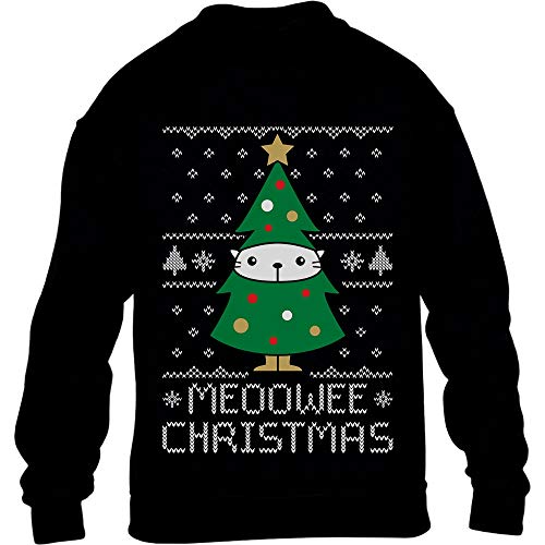 Kids Meoowee Christmas Tannenbaum Weihnachtspullover Kinder Pullover Sweatshirt 140 Schwarz von Shirtgeil