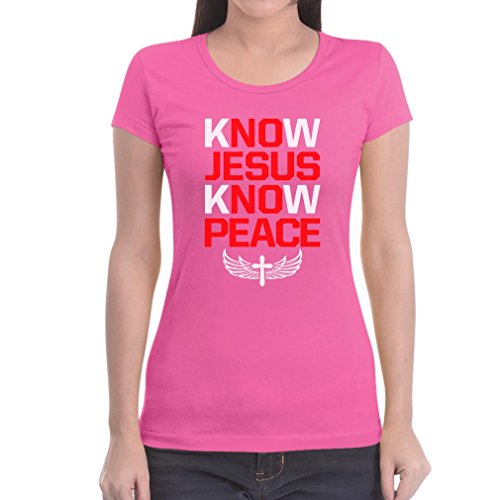 Know No Jesus No Peace - Einzigartiges Frieden Motiv Frauen T-Shirt Small Rosa von Shirtgeil