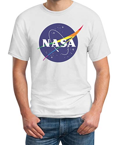 LGBTQ Herren T-Shirt NASA Logo in Regenbogen Farben LGBT Männer Tshirt M Weiß von Shirtgeil