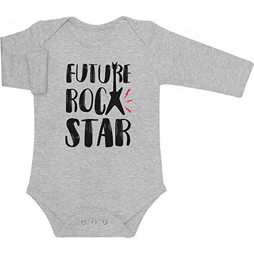 Langarm Baby Body Junge Baby Musik Geschenk Future Rock Star Strampler 0-3 Monate Grau von Shirtgeil