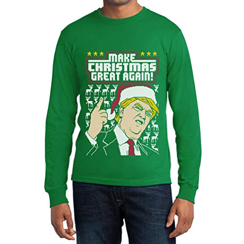 Langarmshirt Herren Trump Make Christmas Great Again - Weihnachts Tshirt Männer Large Grün von Shirtgeil