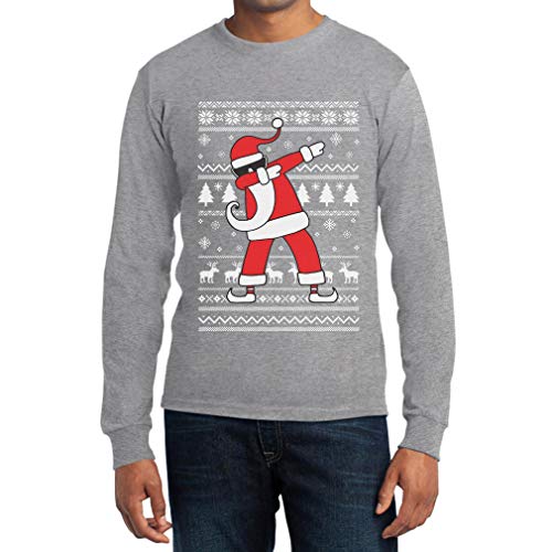 Langarmshirt Herren Weihnachten Dab vom Weihnachtsmann Langarm Männer T-Shirt Large Grau von Shirtgeil