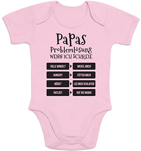 Shirtgeil Baby Body Neugeborene Mädchen Junge - Lustiges Geschenk Vater - Papas Problemlösung 0-3 Monate Rosa von Shirtgeil