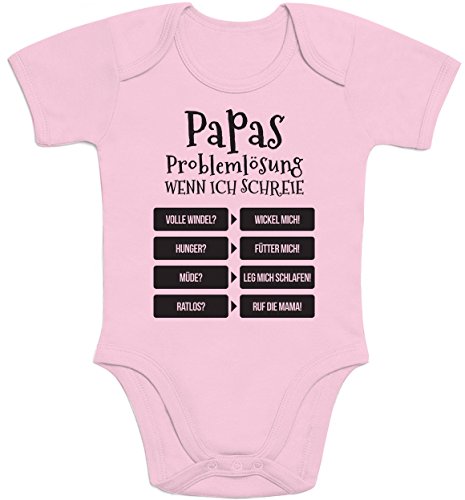 Shirtgeil Baby Body Neugeborene Mädchen Junge - Lustiges Geschenk Vater - Papas Problemlösung 3-6 Monate Rosa von Shirtgeil