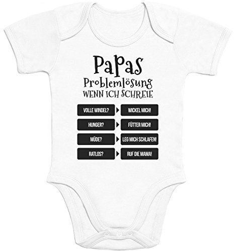 Shirtgeil Baby Body Neugeborene Mädchen Junge - Lustiges Geschenk Vater - Papas Problemlösung 3-6 Monate Weiß von Shirtgeil