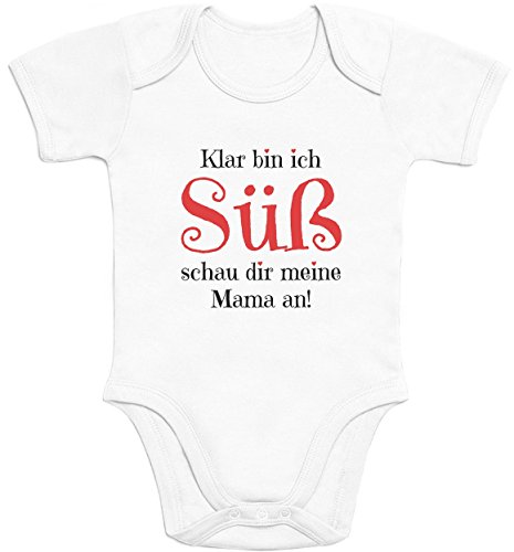 Shirtgeil Baby Body Mädchen - Klar Bin ich Süß schau dir Meine Mama an Kurzarm-Body 3-6 Monate Weiß von Shirtgeil