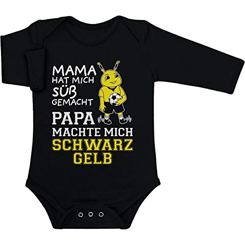 Baby Body Junge Mama hat Mich süß gemacht Papa machte Mich Schwarz Gelb Strampler 6-12 Monate Schwarz von Shirtgeil