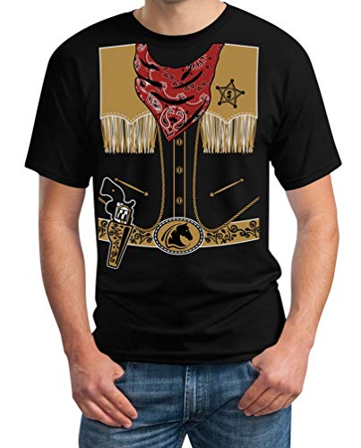 Mega Stylishes Cowboy Kostüm Karneval Sheriff Herren T-Shirt 3XL Schwarz von Shirtgeil