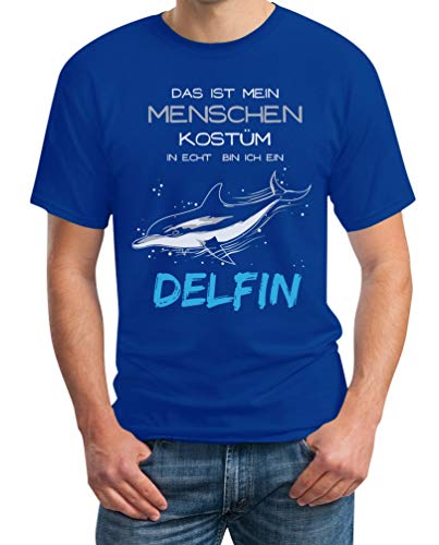 Menschen Kostüm in echt Bin ich EIN Delfin Karneval Fasching Herren T-Shirt 3XL Blau von Shirtgeil