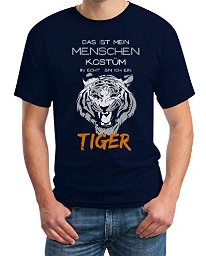 Menschen Kostüm in echt Bin ich EIN Tiger Karneval Kostüm Herren T-Shirt XL Marineblau von Shirtgeil