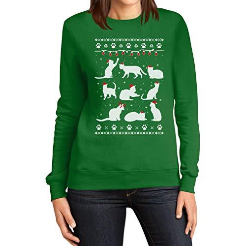 Merry Christmas Katzen Cats Weihnachtspullover Frauen Sweatshirt Medium Grün von Shirtgeil