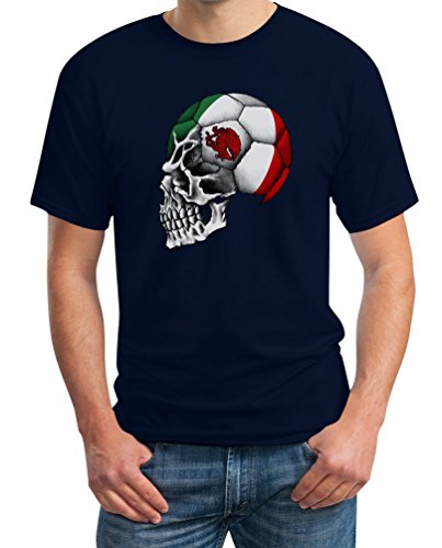 Mexiko Fanshirt Fan-Artikel Fußball EM Mexikanischer Totenschädel T-Shirt Medium Marineblau von Shirtgeil