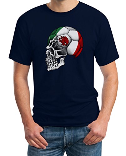 Mexiko Fanshirt Fan-Artikel Fußball EM Mexikanischer Totenschädel T-Shirt Small Marineblau von Shirtgeil