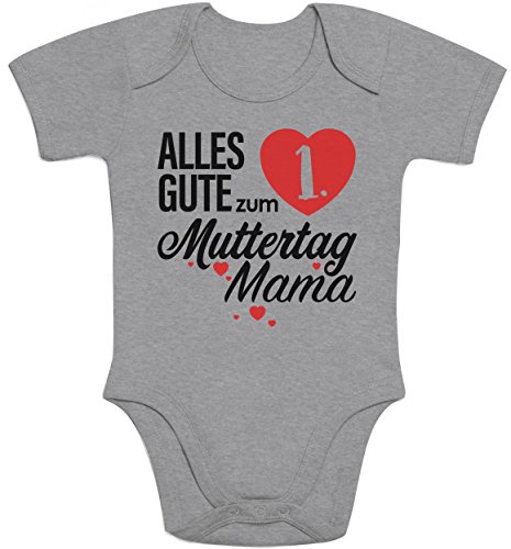 Shirtgeil Muttertagsgeschenk - Alles Gute zum 1. Muttertag Mama Baby Body Kurzarm-Body - 0-3M - Grau von Shirtgeil