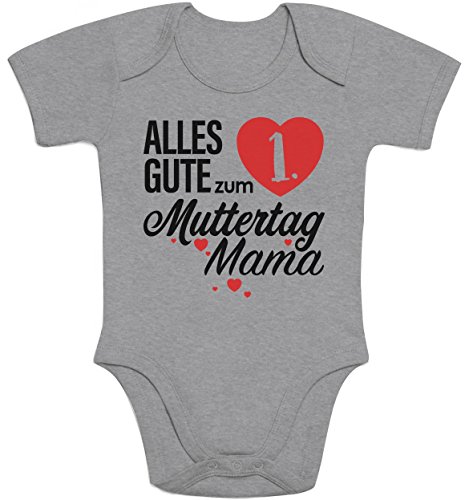 Shirtgeil Muttertagsgeschenk - Alles Gute zum 1. Muttertag Mama Baby Body Kurzarm-Body -3-6M - Grau von Shirtgeil