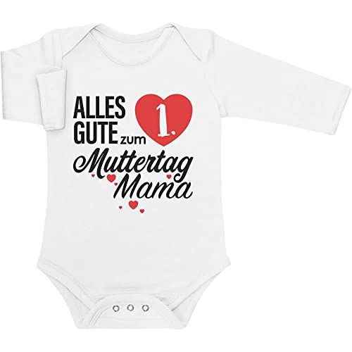 Shirtgeil Baby Body Geschenk Muttertagsgeschenk Alles Gute zum 1. Muttertag Mama Langarmbody 6-12 Monate Weiß von Shirtgeil