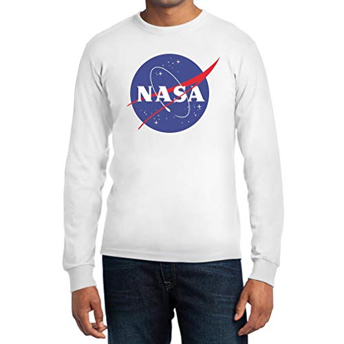 NASA Logo Galaxy Streetwear Outfit Langarm T-Shirt Large Weiß von Shirtgeil